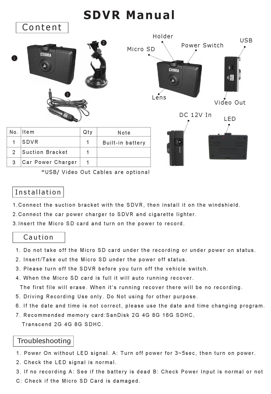 COBRA SDVR MANUAL MANUAL Pdf Download ManualsLib