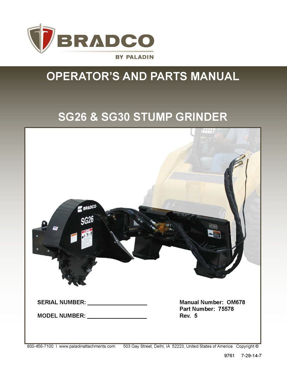 BRADCO SG26 OPERATOR AND PARTS MANUAL Pdf Download ManualsLib