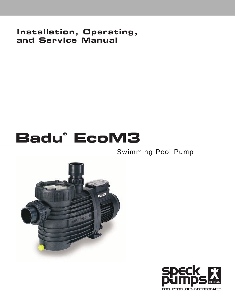 SPECK PUMPS BADU INSTALLATION, OPERATING AND SERVICE MANUAL Pdf