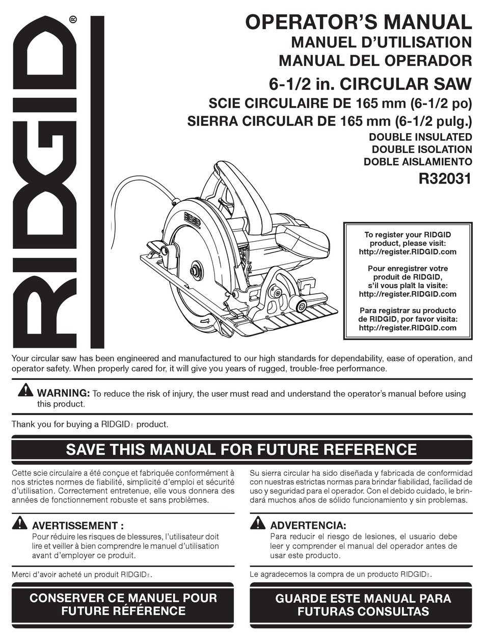 RIDGID R32031 OPERATOR'S MANUAL Pdf Download | ManualsLib