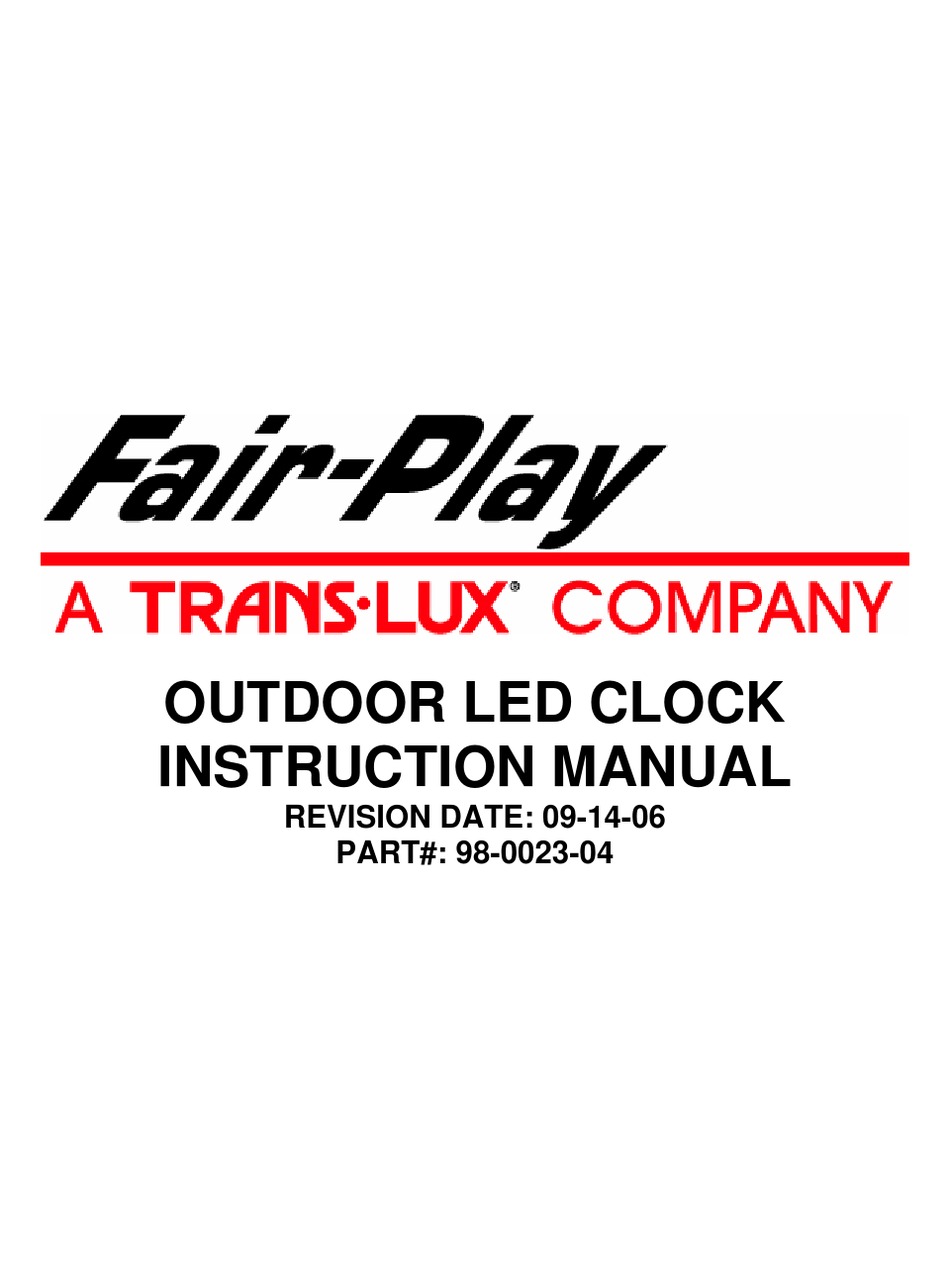 TRANSLUX FAIRPLAY INSTRUCTION MANUAL Pdf Download ManualsLib