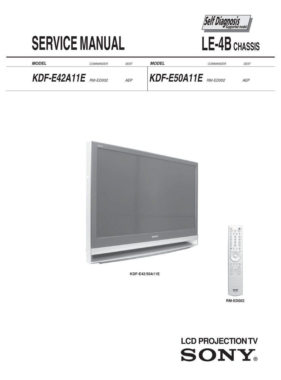 SONY KDF-E42A11E SERVICE MANUAL Pdf Download | ManualsLib