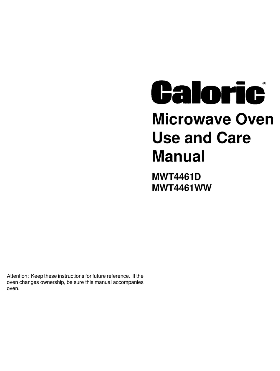 CALORIC MWT4461D USE AND CARE MANUAL Pdf Download ManualsLib
