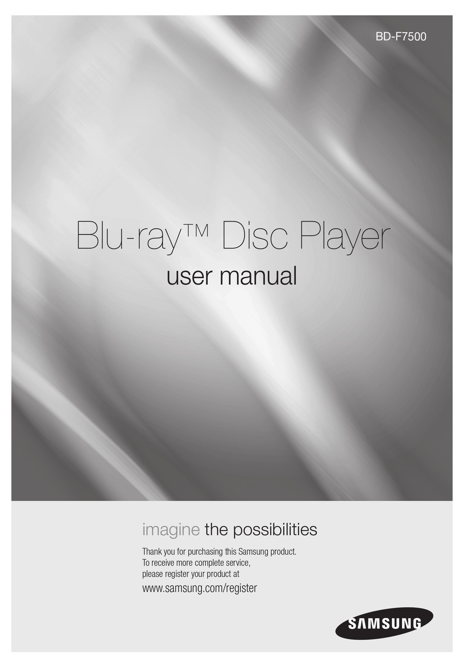 SAMSUNG BDF7500 USER MANUAL Pdf Download ManualsLib