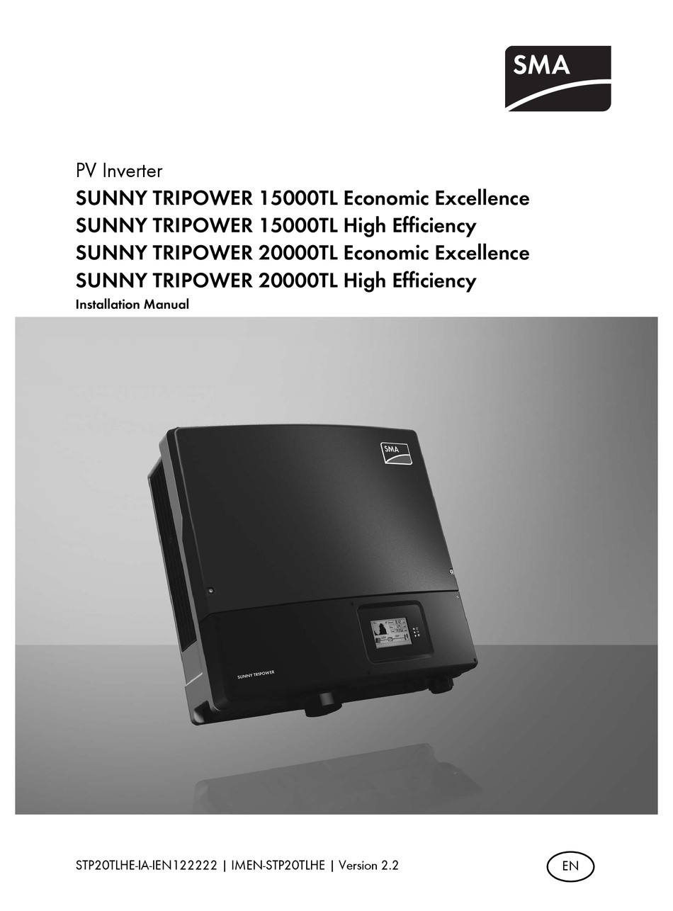 SMA SUNNY TRIPOWER 15000TL ECONOMIC EXCELLENCE INSTALLATION MANUAL Pdf