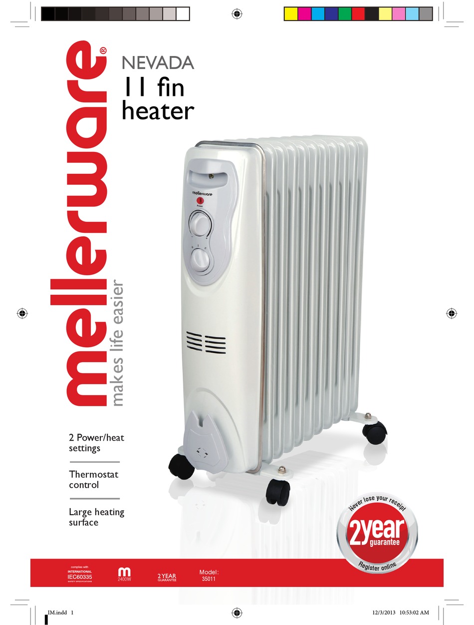MELLERWARE NEVADA 11 FIN HEATER QUICK START MANUAL Pdf Download