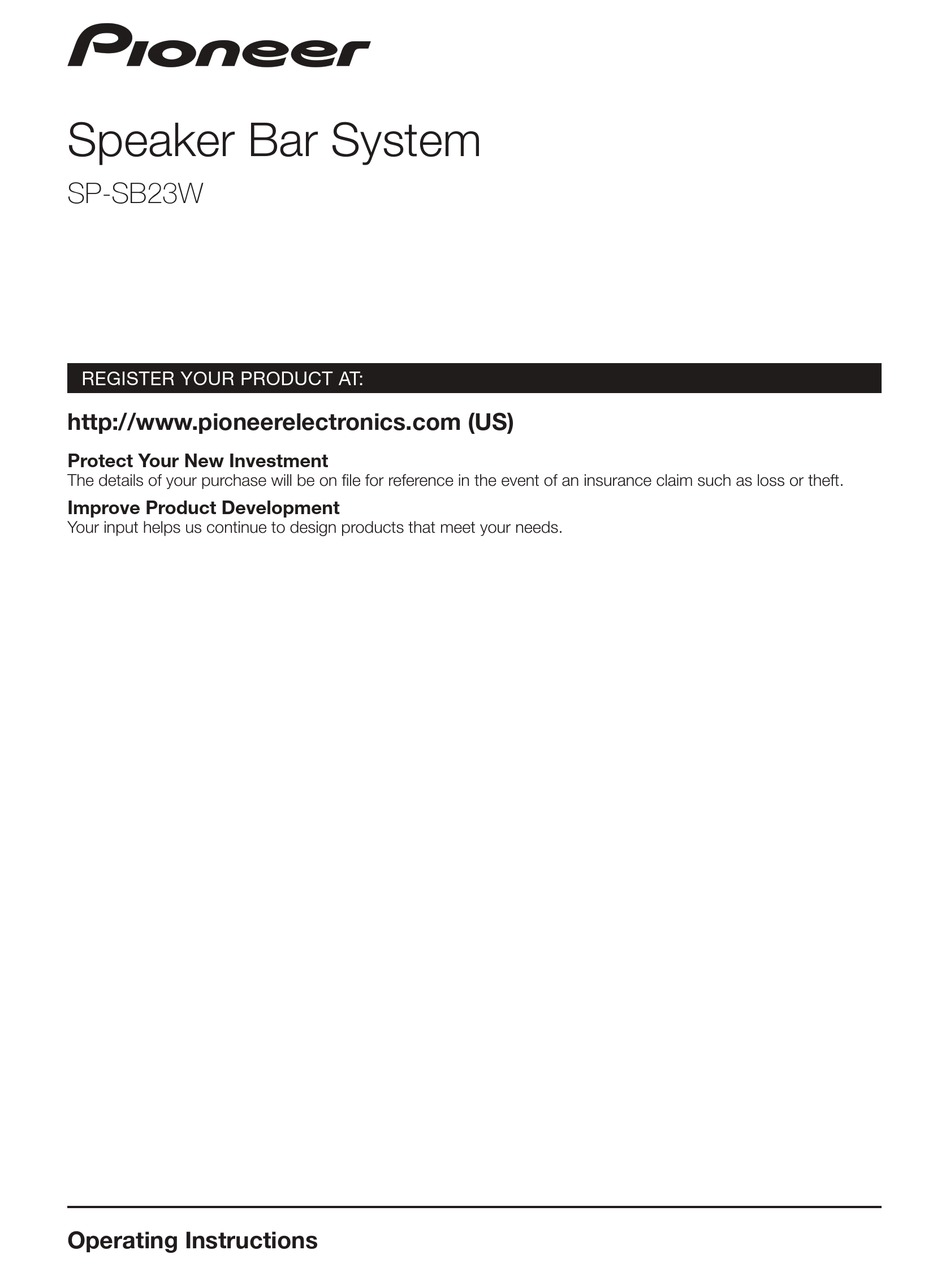 Pioneer Sp Sb23w Manual Pdf Download Manualslib