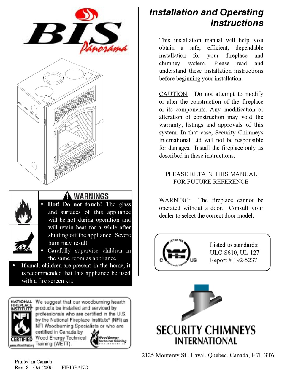 Bis Fireplace Manual