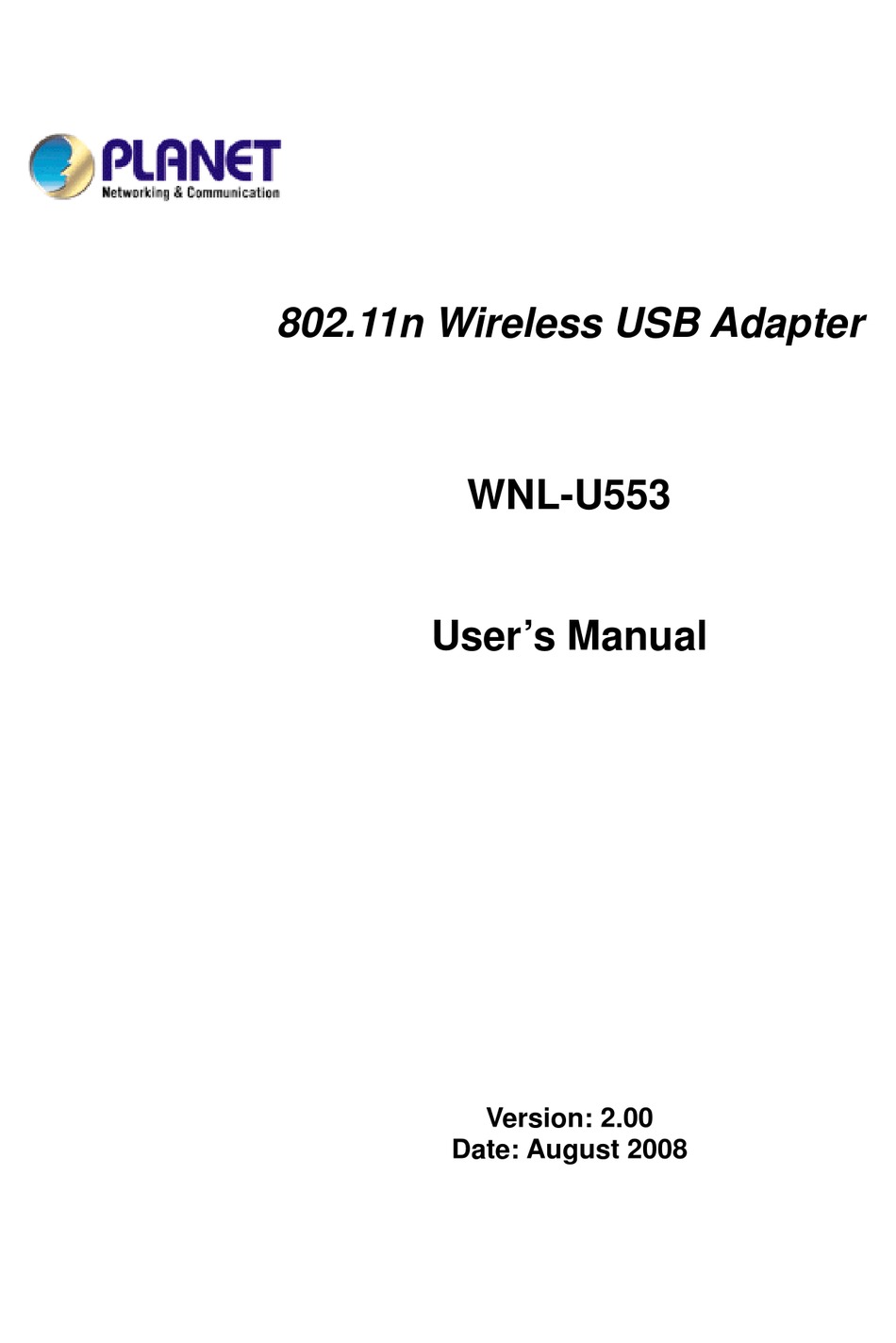 WNLU553 USER MANUAL Pdf Download ManualsLib