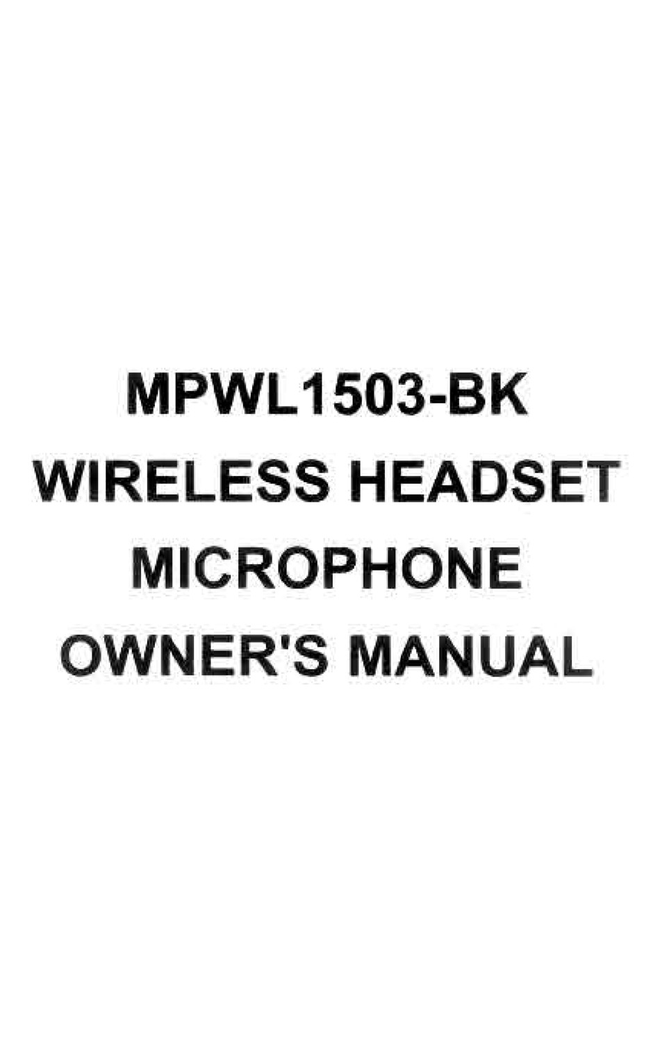 AXESS ELECTRONICS MPWL 1503 BK OWNER S MANUAL Pdf Download