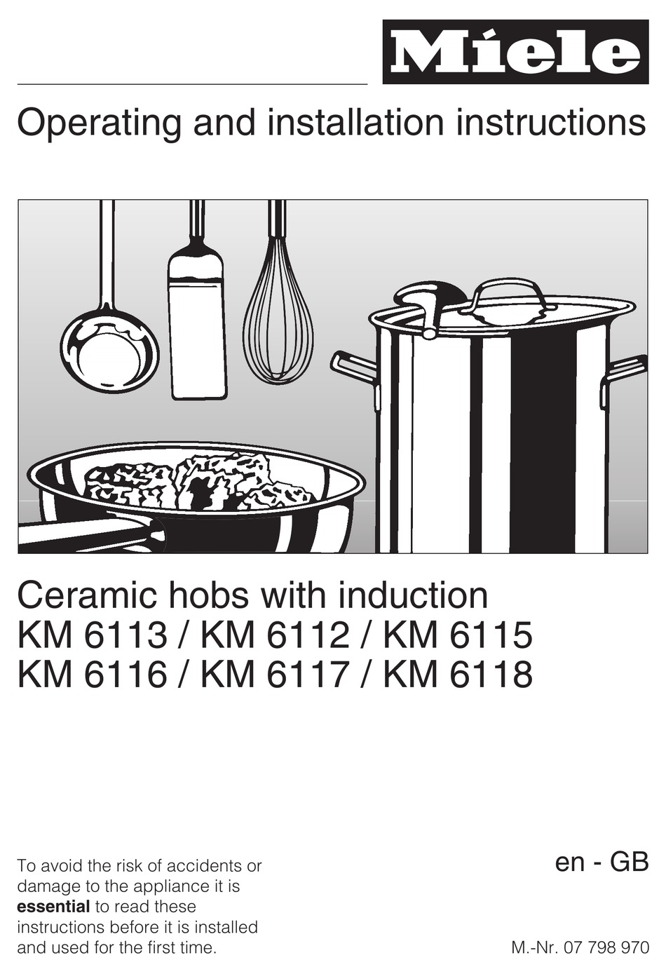 MIELE KM 6113 OPERATING AND INSTALLATION INSTRUCTIONS Pdf Download