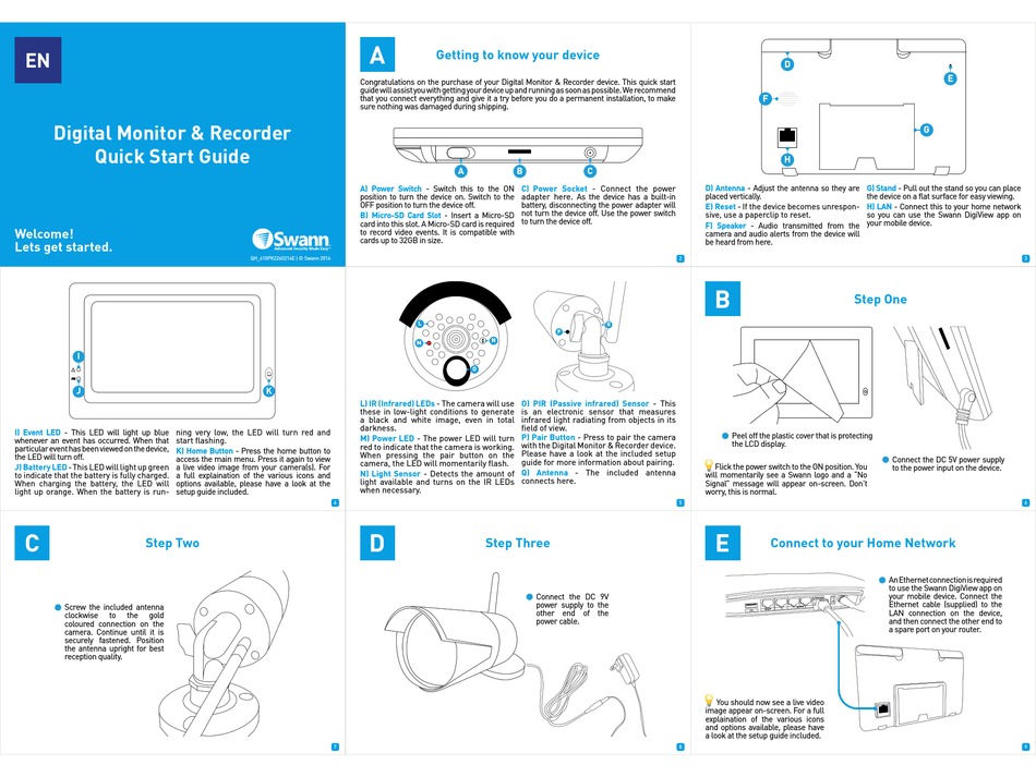 SWANN DIGITAL MONITOR & RECORDER QUICK START MANUAL Pdf Download