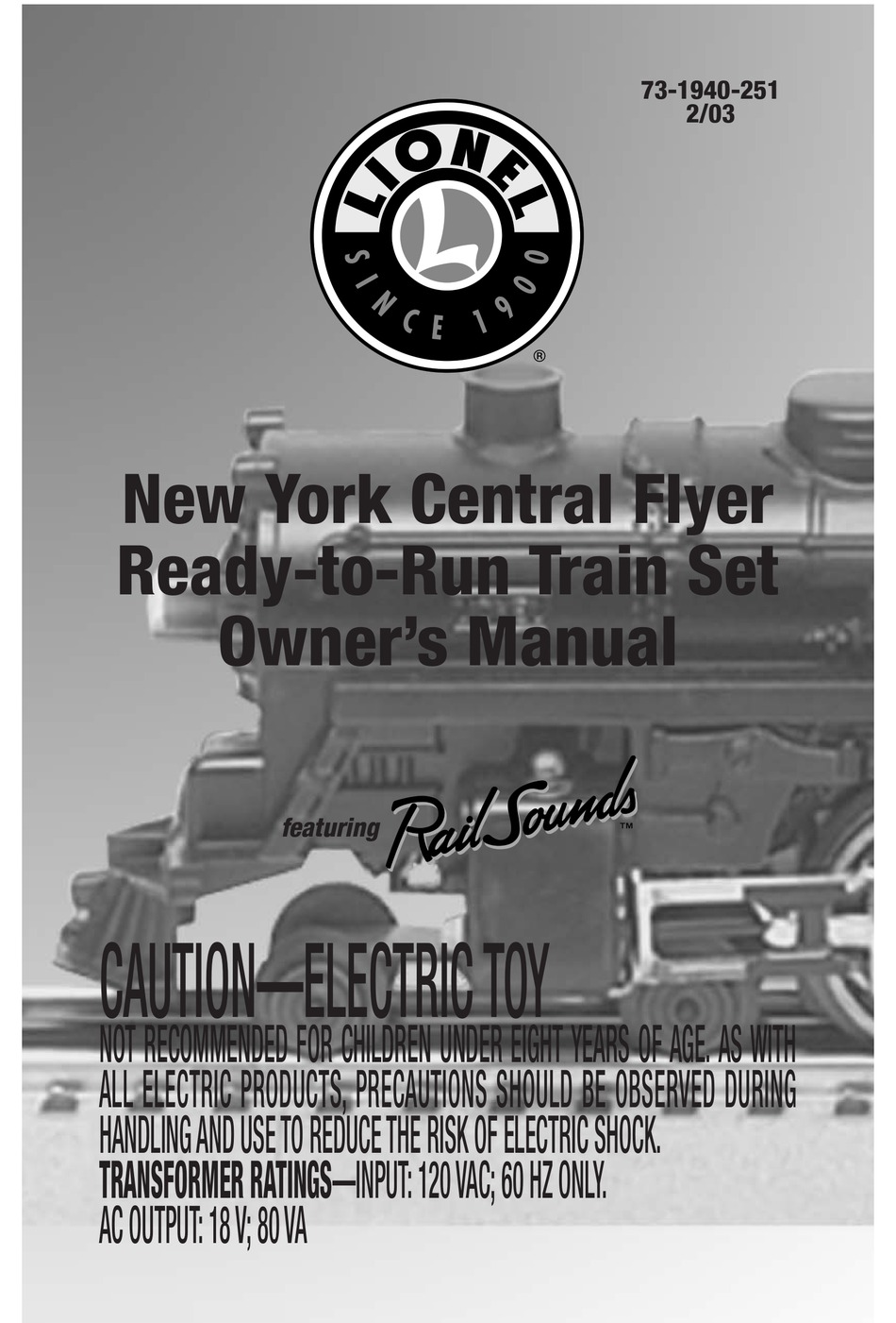 Lionel new york central 2024 flyer train set instructions