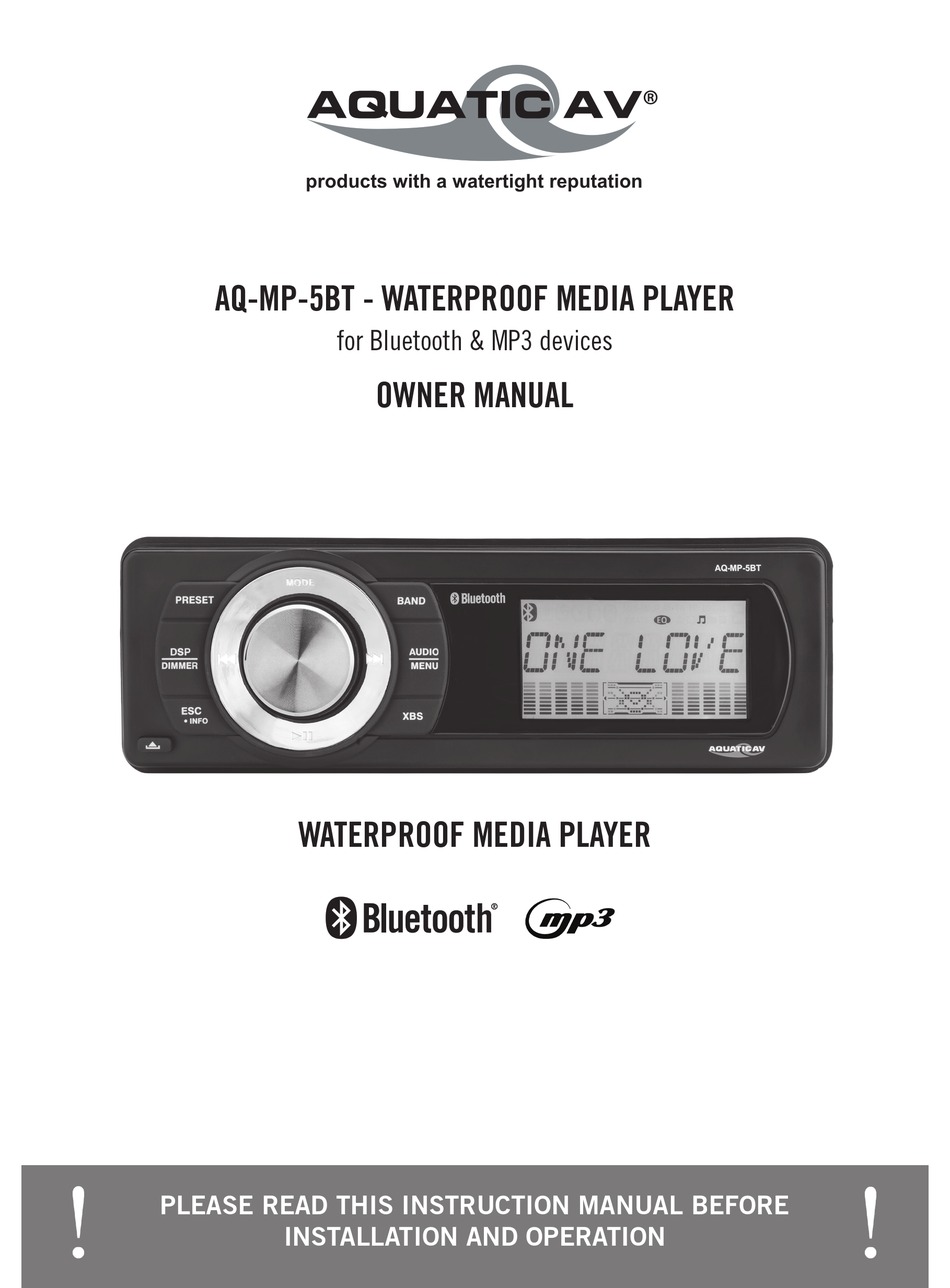 Aquatic Aq Mp 5bt Owner S Manual Pdf Download Manualslib