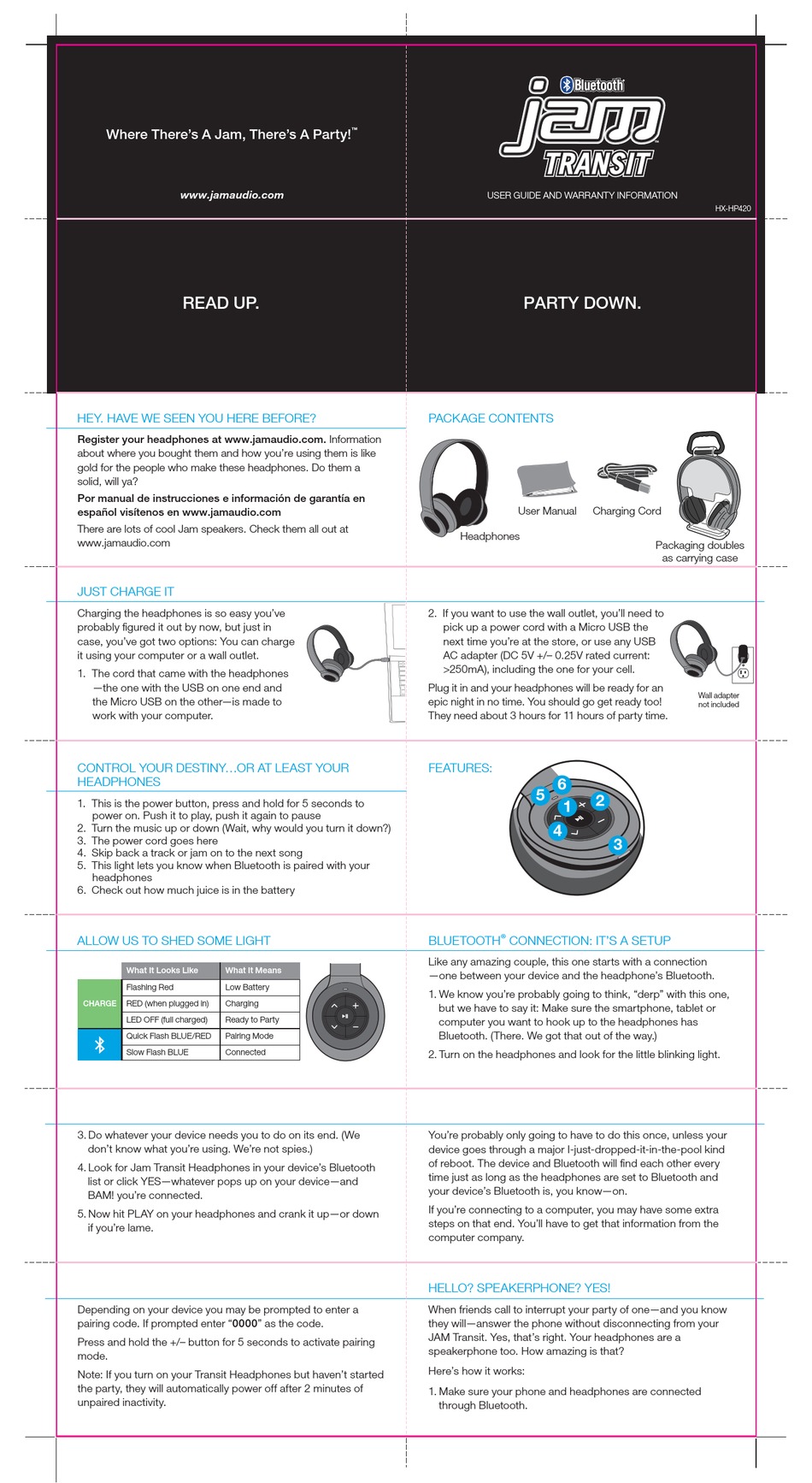 Jam Transit Hx Hp420 User Manual And Warranty Information Pdf Download Manualslib