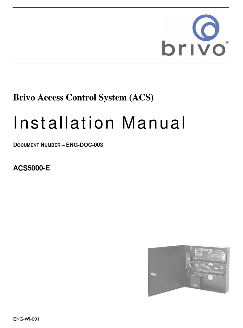 Brivo Acs5000 E Installation Manual Pdf Download Manualslib
