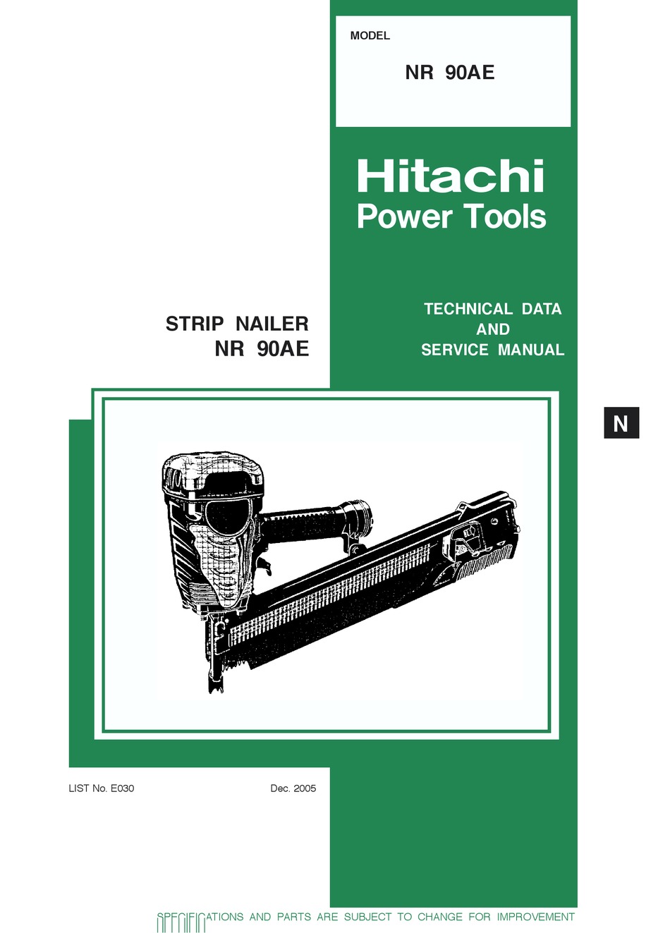 HITACHI NR 90AE TECHNICAL DATA AND SERVICE MANUAL Pdf Download | ManualsLib