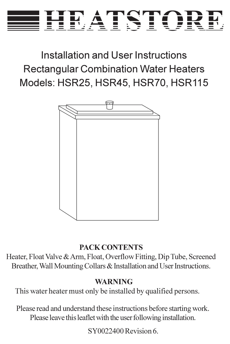 HEATSTORE HSR25 USER INSTRUCTIONS Pdf Download ManualsLib