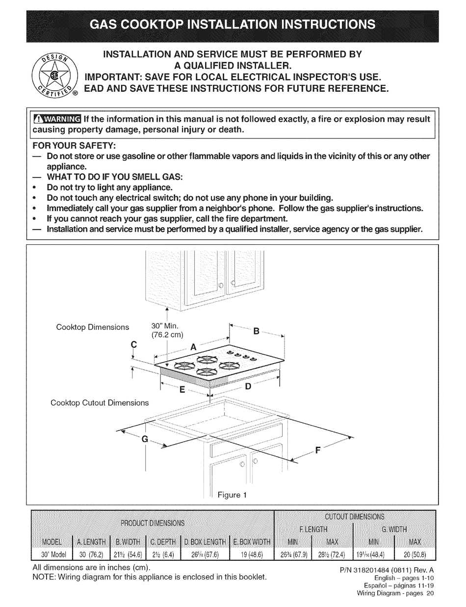 SEARS GAS COOKTOP INSTALLATION INSTRUCTIONS MANUAL Pdf Download