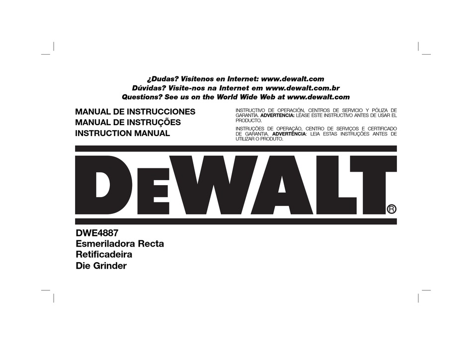 DEWALT DWE4887 INSTRUCTION MANUAL Pdf Download | ManualsLib