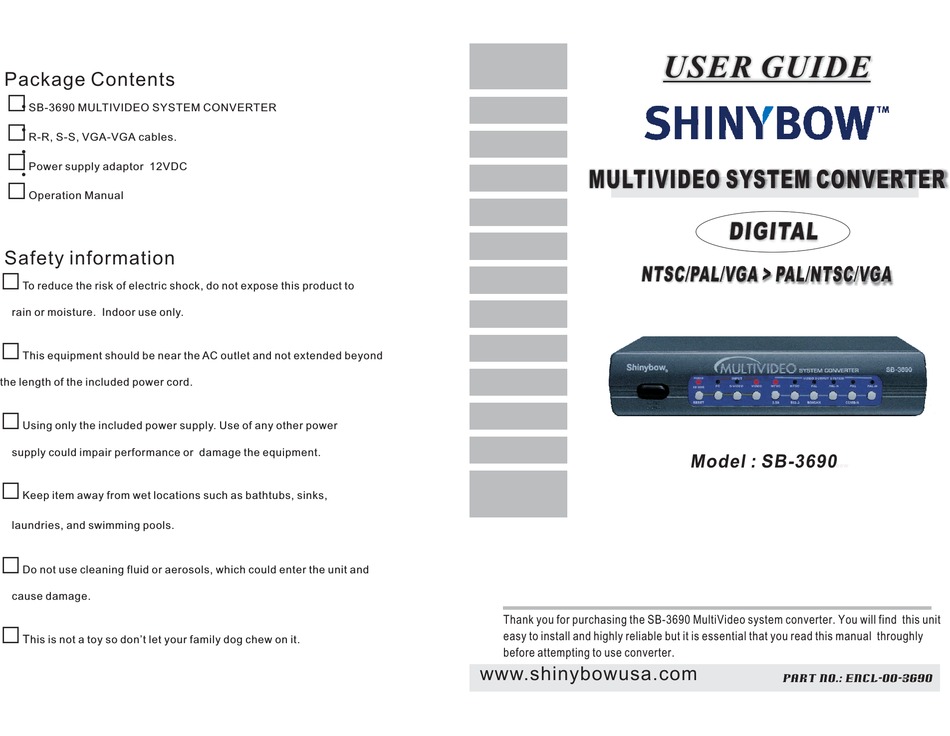 SHINYBOW USA SB-3690 USER MANUAL Pdf Download | ManualsLib