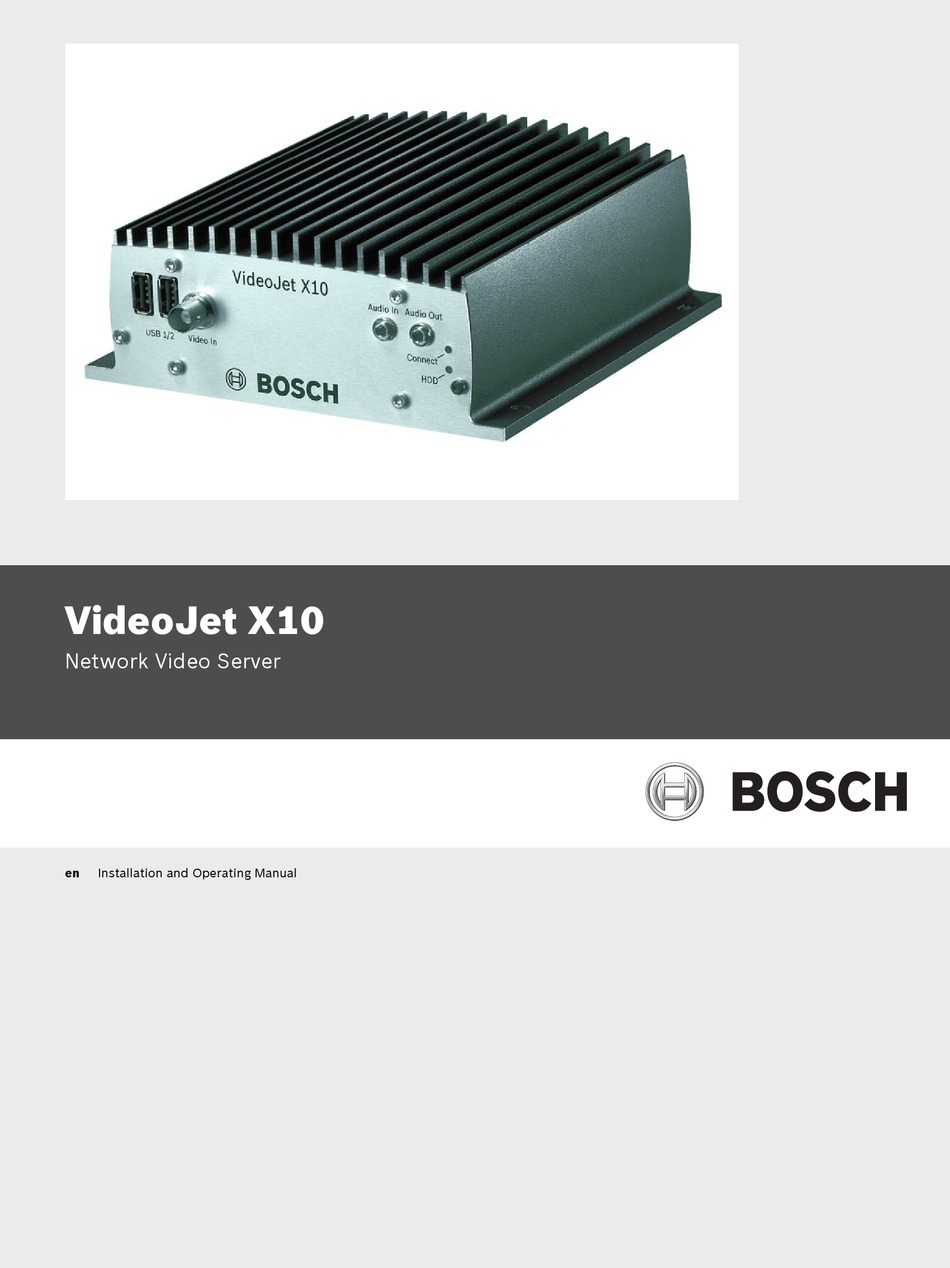 BOSCH VIDEOJET X10 INSTALLATION AND OPERATION MANUAL Pdf Download