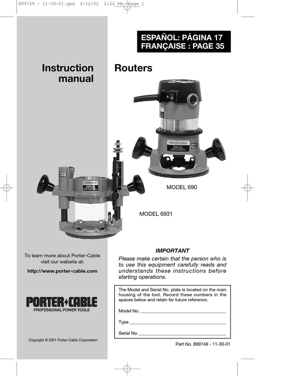 54 Cool Porter Cable Router 690lr Manual - Forsyth