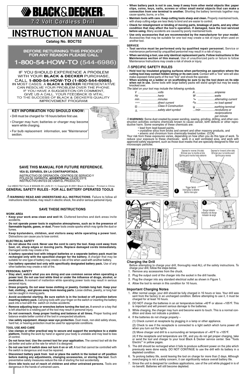 Charging Procedure; Operating Instructions - Black & Decker LDX172  Instruction Manual [Page 6]