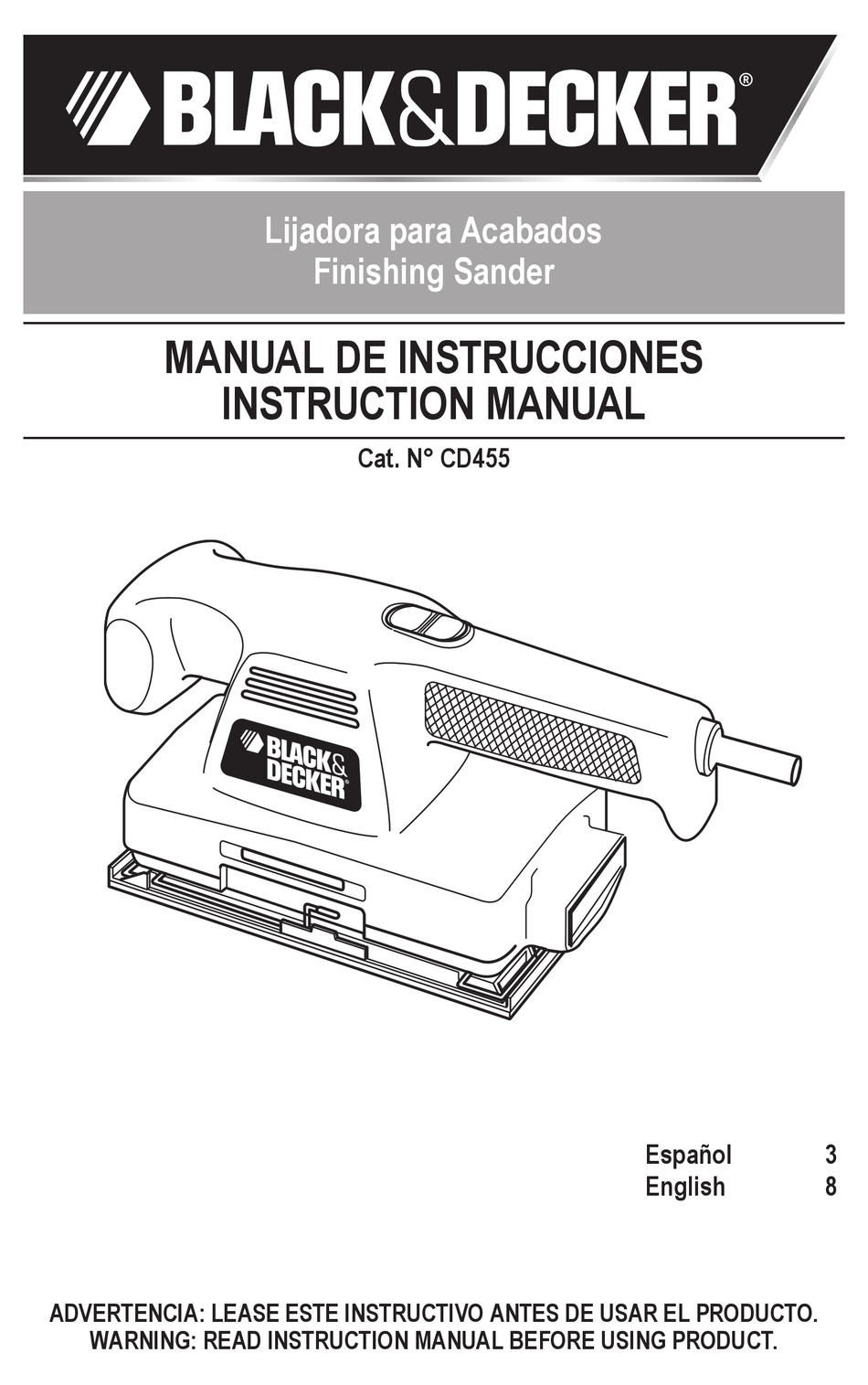 BLACK DECKER BLACK + DECKER Lijadora Manual de instrucciones