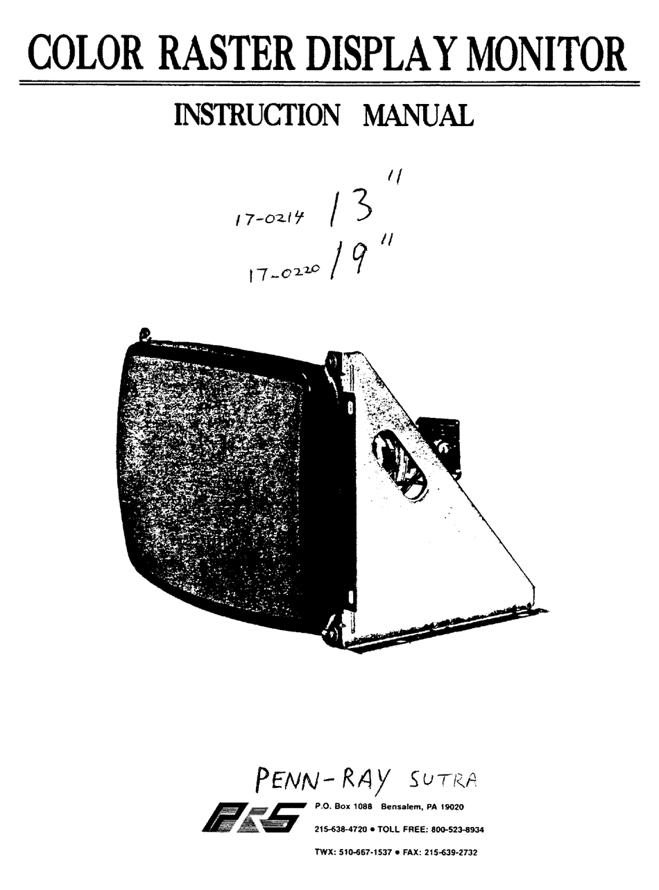 Penn Ray Sutra Color Raster Display Minitor Instruction Manual Pdf Download Manualslib