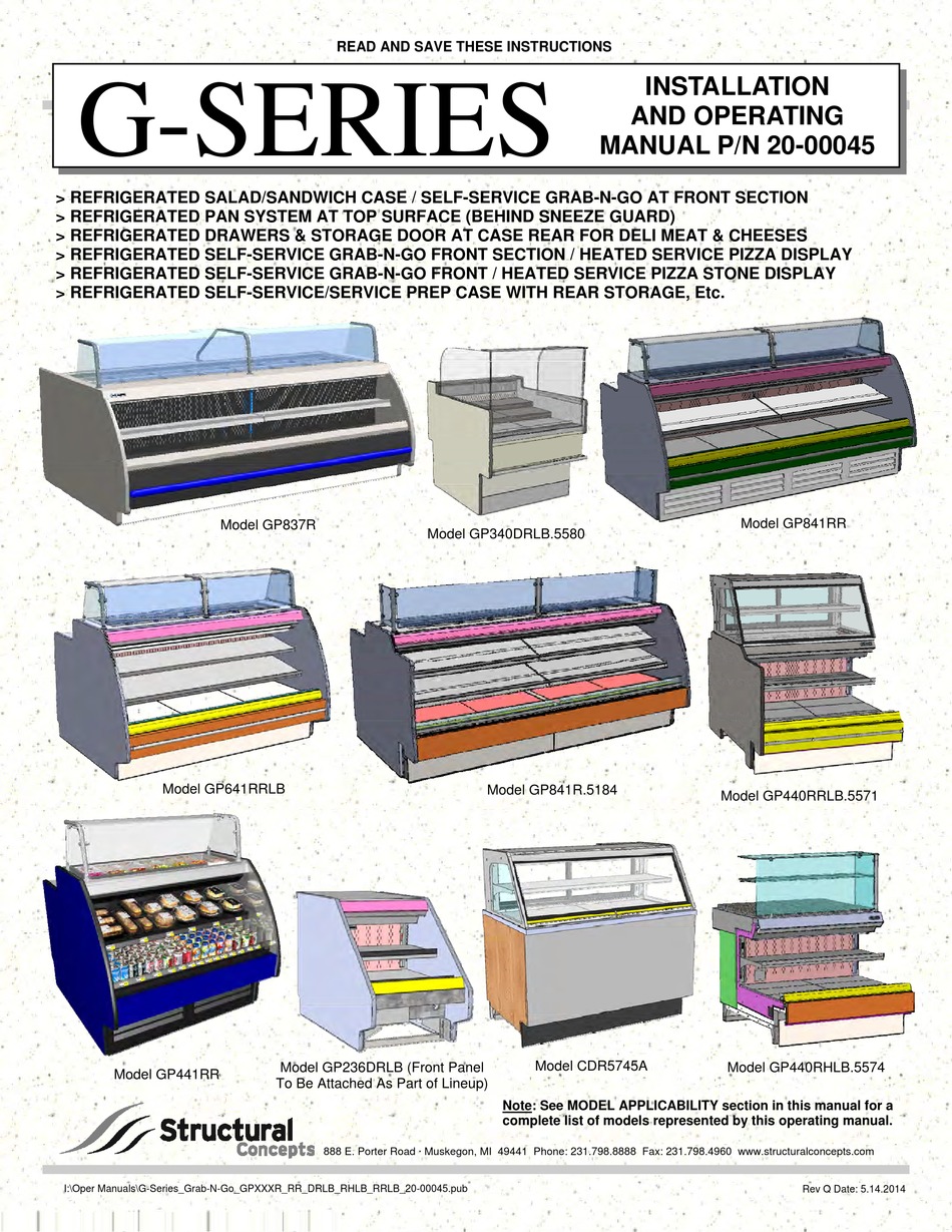 STRUCTURAL CONCEPTS GP641RRLB INSTALLATION AND OPERATING MANUAL Pdf