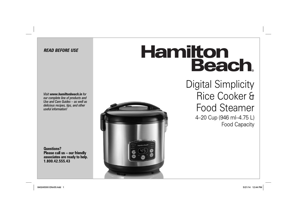 Hamilton Beach Digital Simplicity User Manual Pdf Download Manualslib