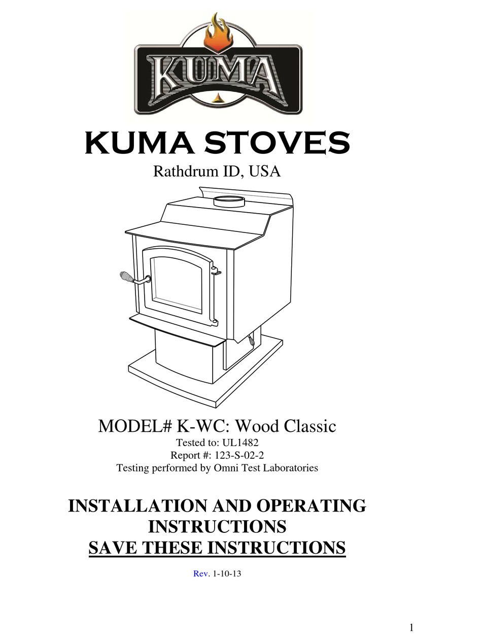 Kuma Stoves K Wc Wood Classic Installation And Operating Instructions