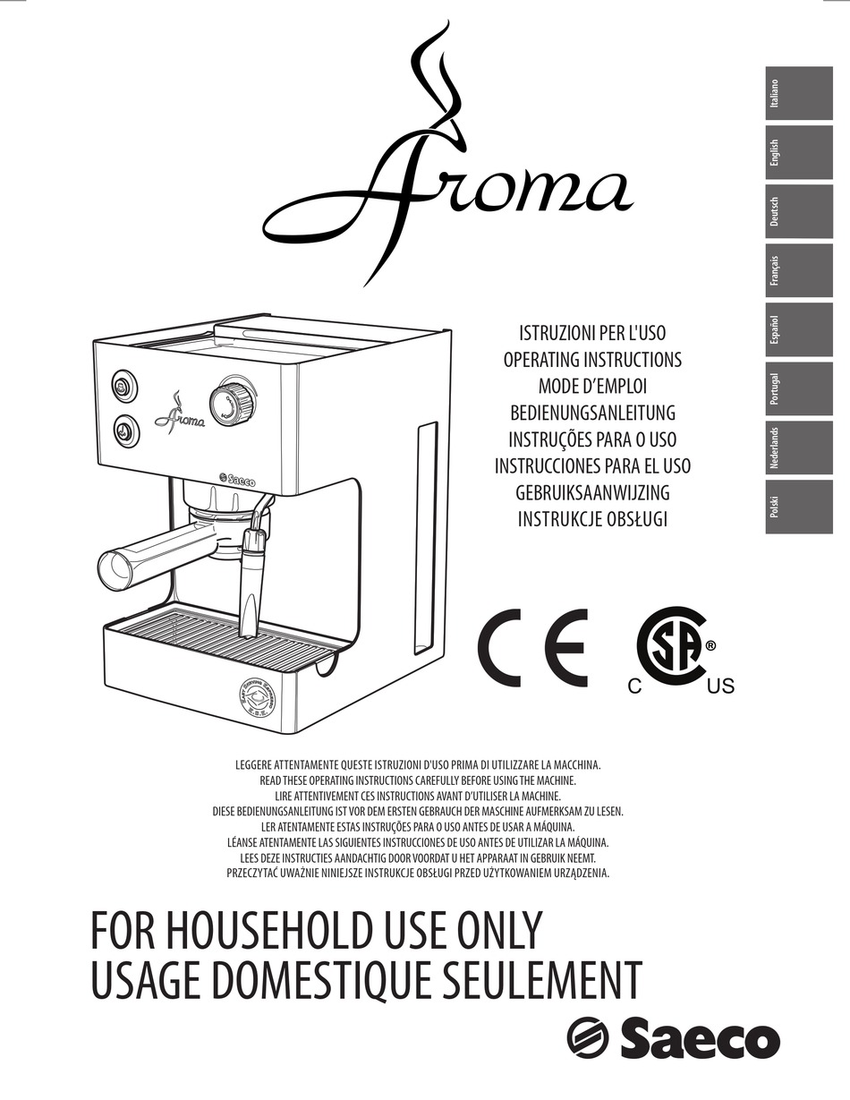 SAECO AROMA OPERATING INSTRUCTIONS MANUAL Pdf Download | ManualsLib