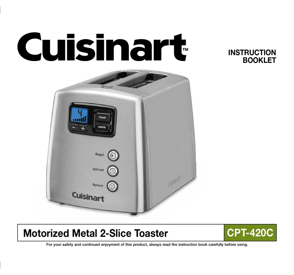 CUISINART CPT420C INSTRUCTION BOOKLET Pdf Download ManualsLib