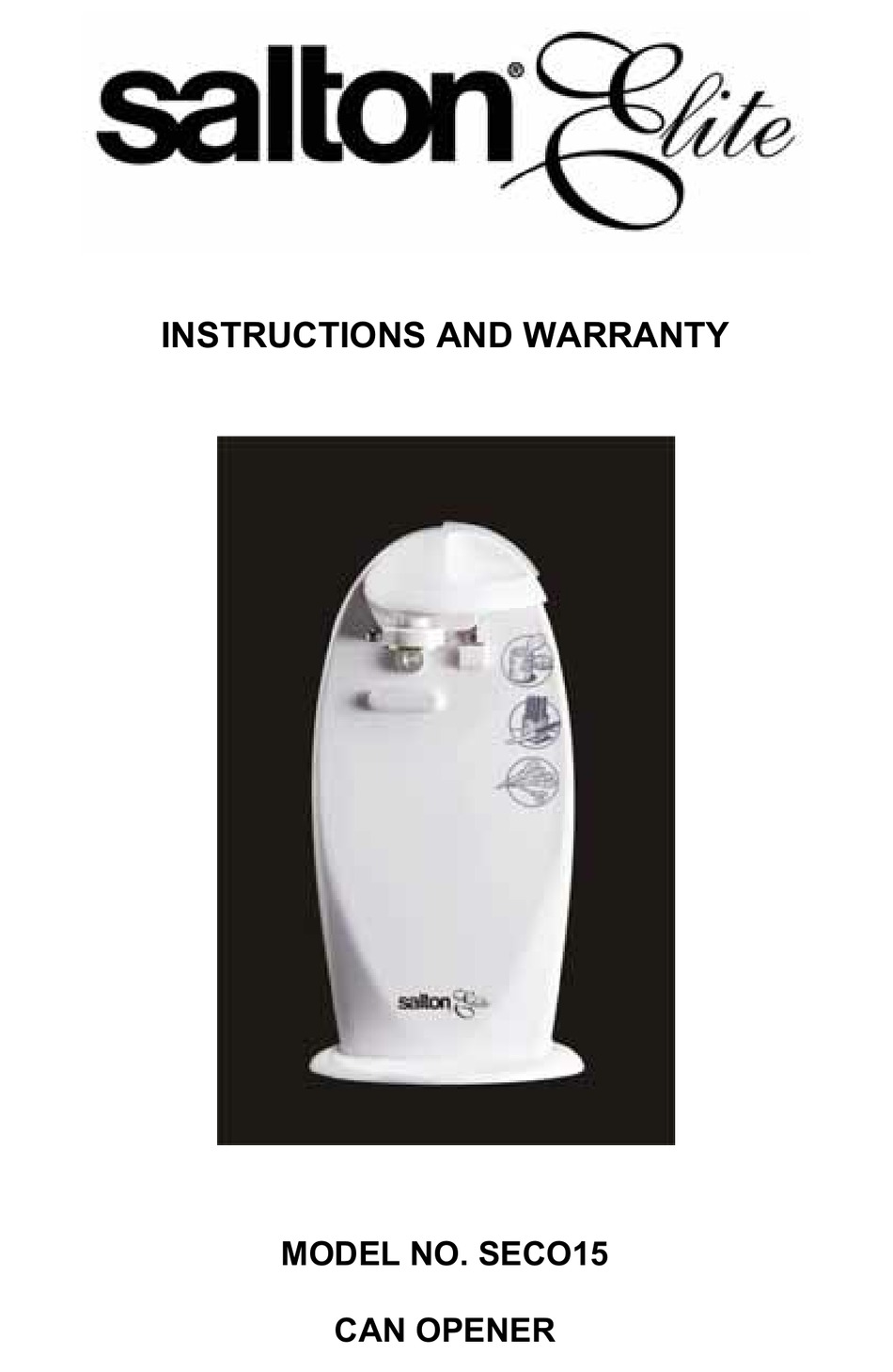 SALTON ELITE SECO15 INSTRUCTIONS MANUAL Pdf Download ManualsLib