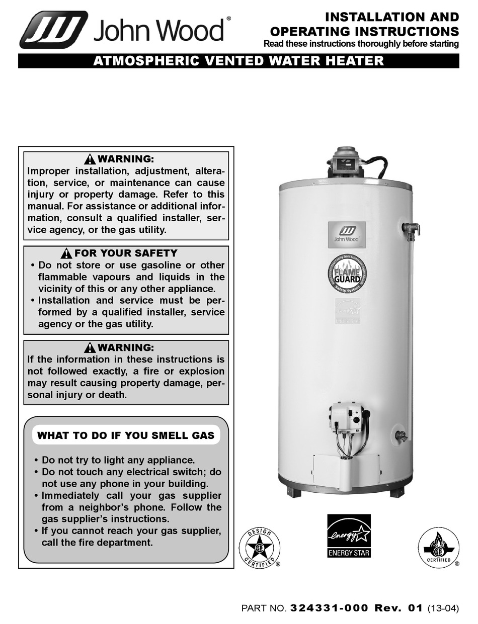 JOHN WOOD WATER HEATER INSTALLATION AND OPERATING INSTRUCTIONS MANUAL Pdf Download ManualsLib JOHN WOOD WATER HEATER INSTALLATION AND OPERATING INSTRUCTIONS MANUAL Pdf Download ManualsLib