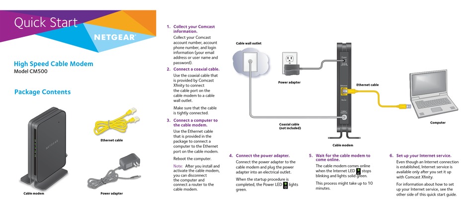 Netgear Cm500 Quick Start Pdf Download Manualslib