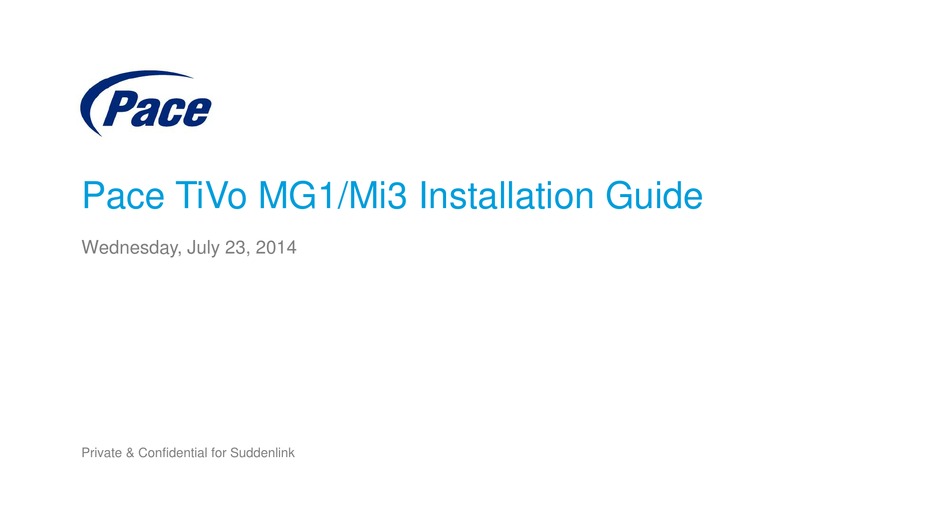 PACE TIVO MG1 INSTALLATION MANUAL Pdf Download | ManualsLib