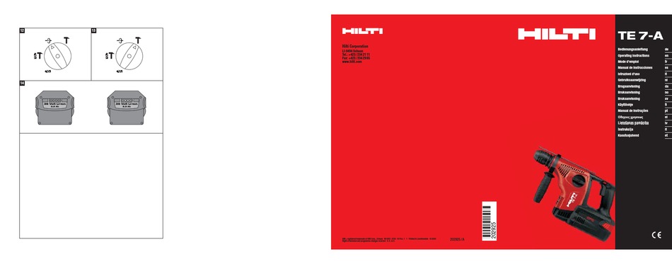 HILTI TE 7-A OPERATING INSTRUCTIONS MANUAL Pdf Download | ManualsLib