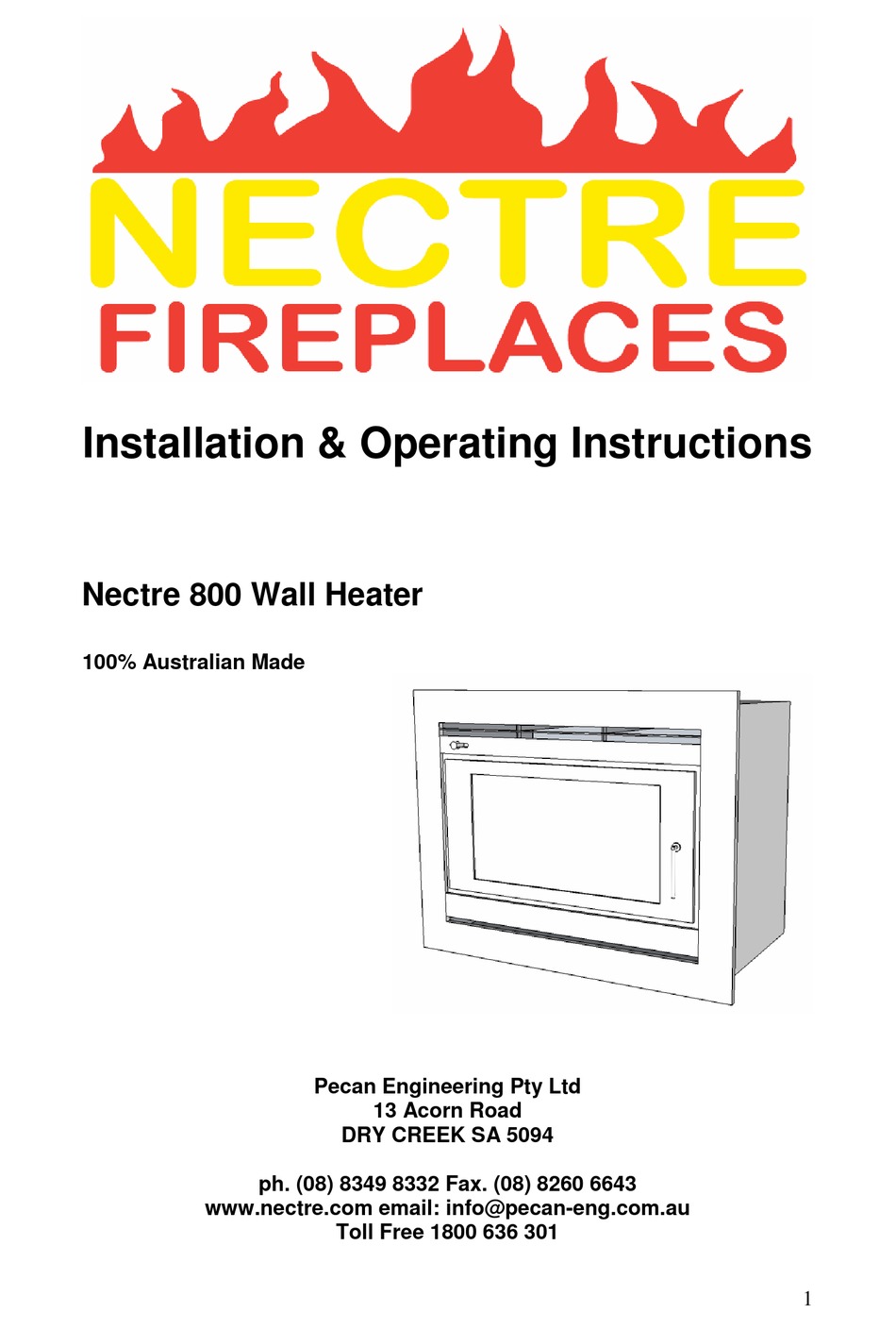 NECTRE FIREPLACES 800 OPERATING INSTRUCTIONS MANUAL Pdf Download