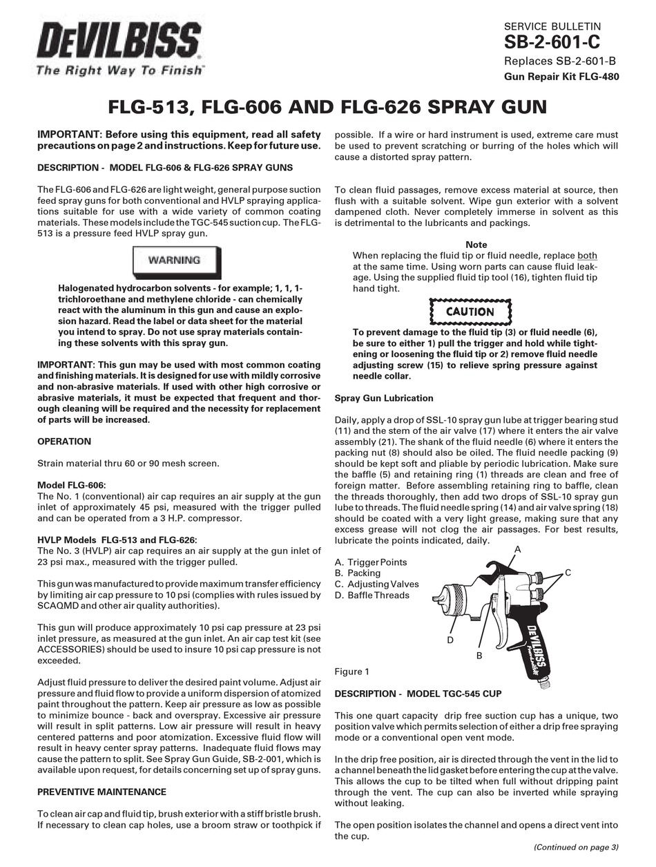 Devilbiss Flg 513 Service Bulletin Pdf Download Manualslib