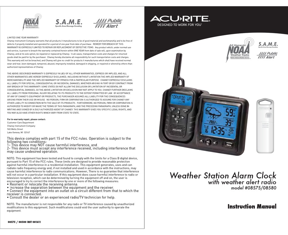 ACURITE 8575 INSTRUCTION MANUAL Pdf Download ManualsLib