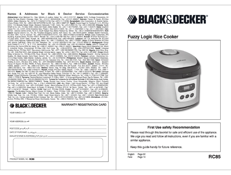 BLACK DECKER RC85 USER MANUAL Pdf Download ManualsLib