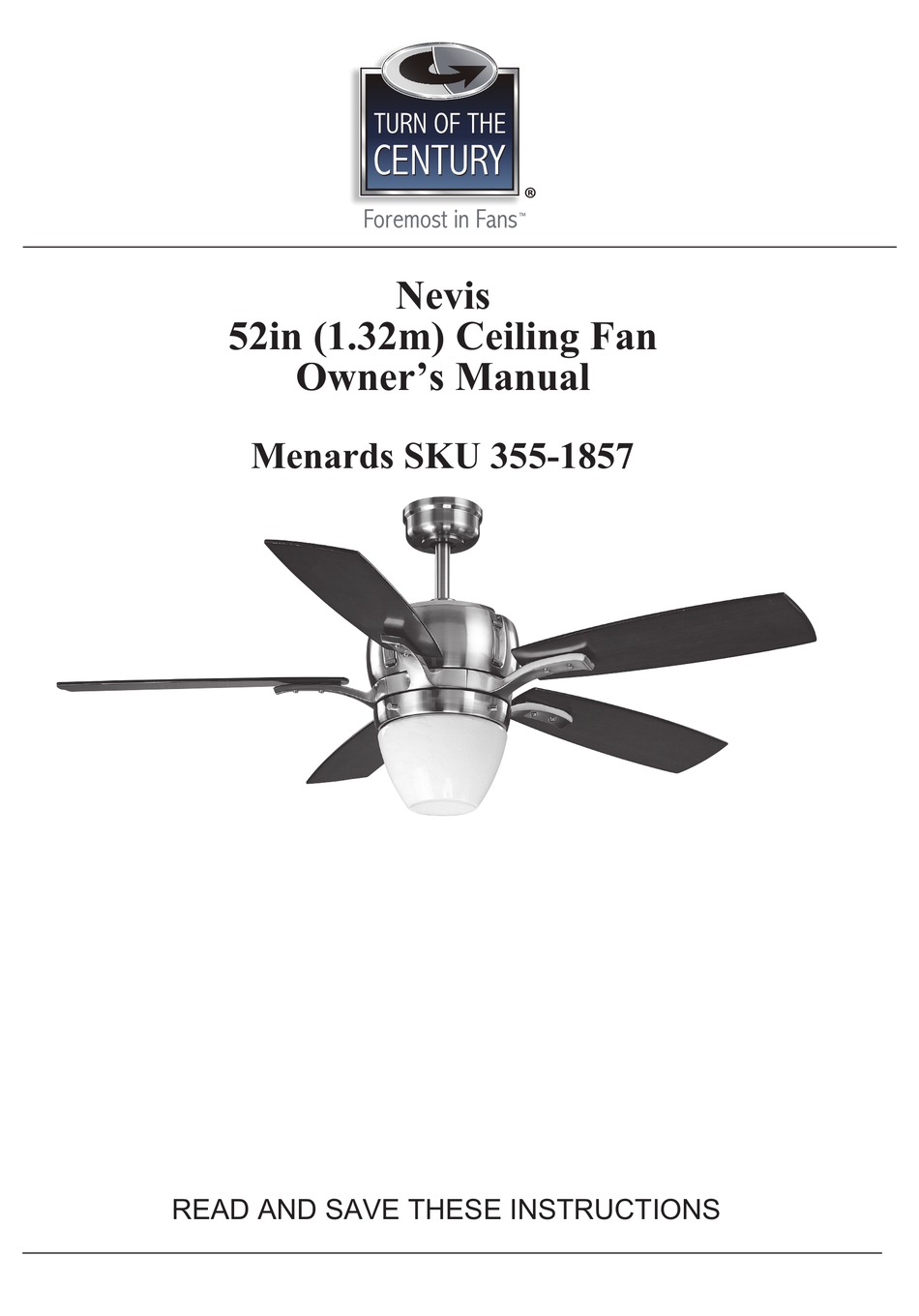 Turn Of The Century Nevis 355 1857 Owners Manual Pdf Download Manualslib