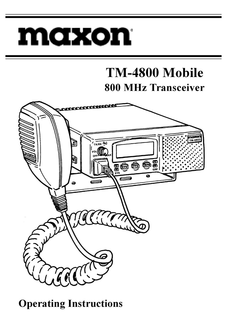 MAXON TM4800 OPERATING INSTRUCTIONS MANUAL Pdf Download ManualsLib