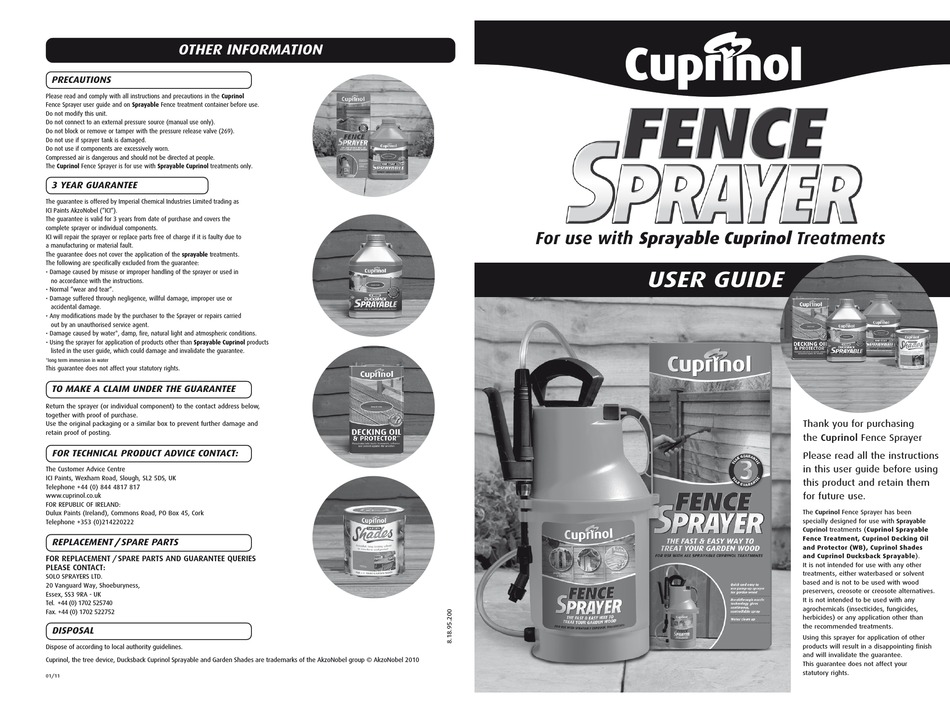 CUPRINOL FENCE SPRAY USER MANUAL Pdf Download ManualsLib