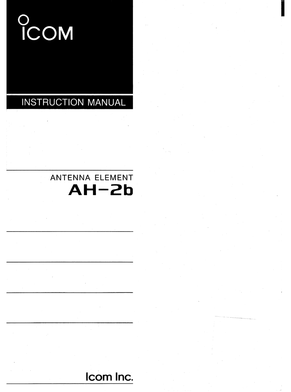 Icom Ah 2b Instruction Manual Pdf Download Manualslib