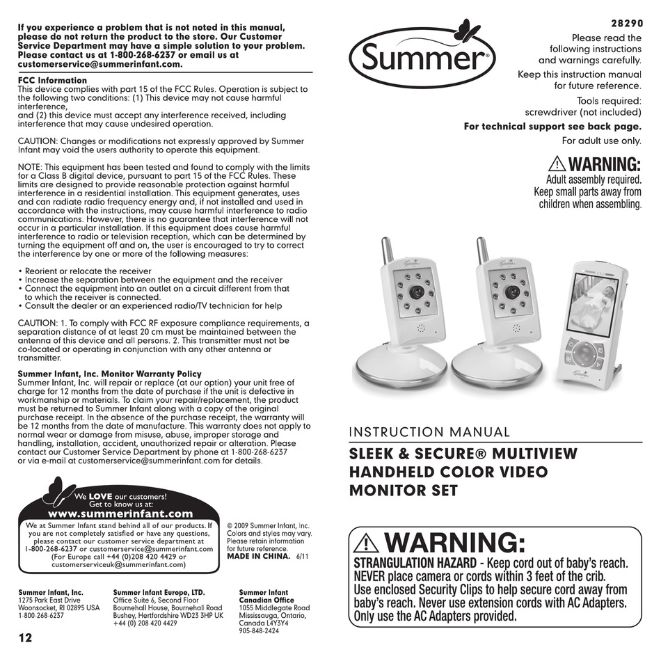 Summer 290 Instruction Manual Pdf Download Manualslib