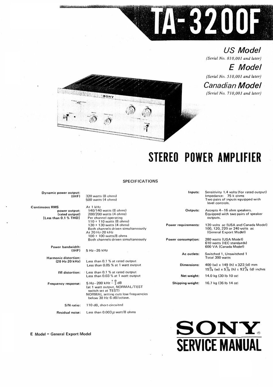 Sony Ta 3200f Service Manual Pdf Download Manualslib